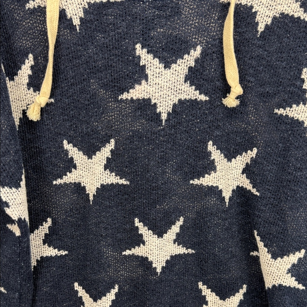 Vintage Havana Star Sheer Hooded Knit Pullover - Navy & Cream Small - Picture 11 of 14